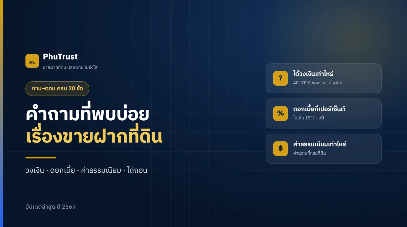 คำถามที่พบบ่อยเรื่องขายฝากที่ดิน ตอบครบ 20 ข้อ